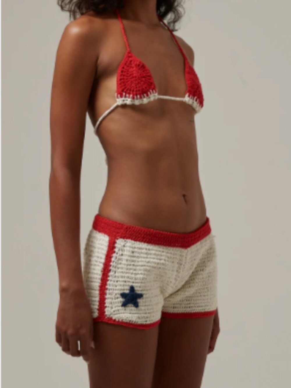 Free People Akoia Swim Cuba Crochet Top & Shorts Cheeky Bikini Set Size L - NEW